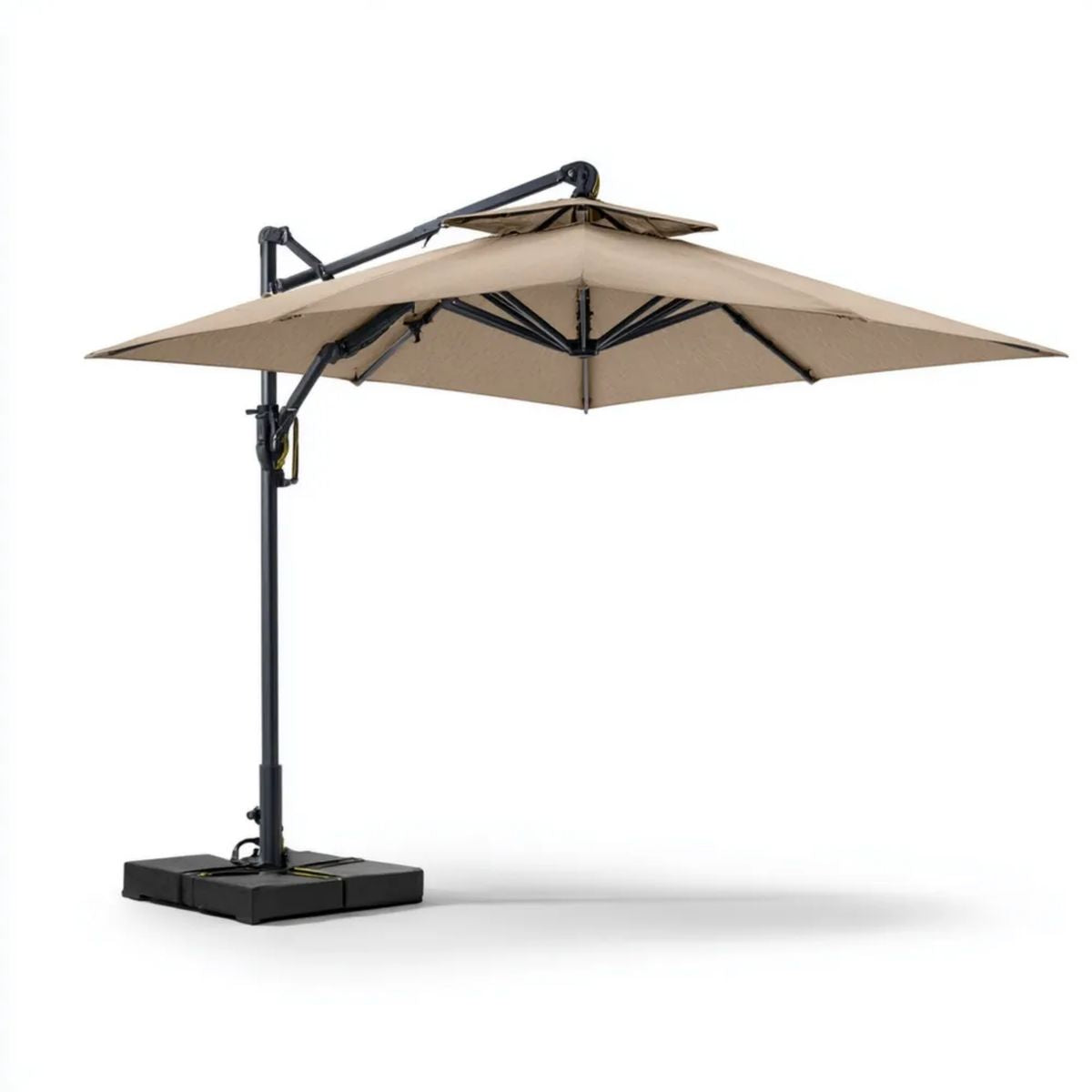 Parasol lub markiza ogrodowa, Beż kwadratowy wspornikowy w poliestrze i stali 300 x 300 x 250 cm