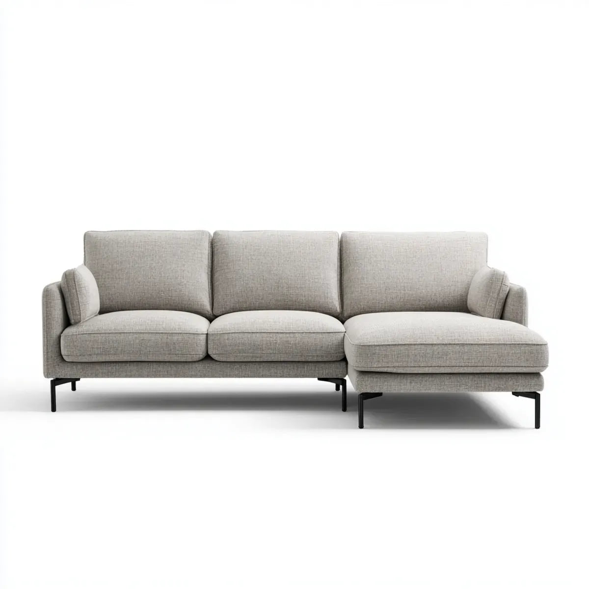 Sofa, Kanapa narożna z prawej, szarej, szarej, 280 x 160 cm poliestrowej pokrywy kształt L