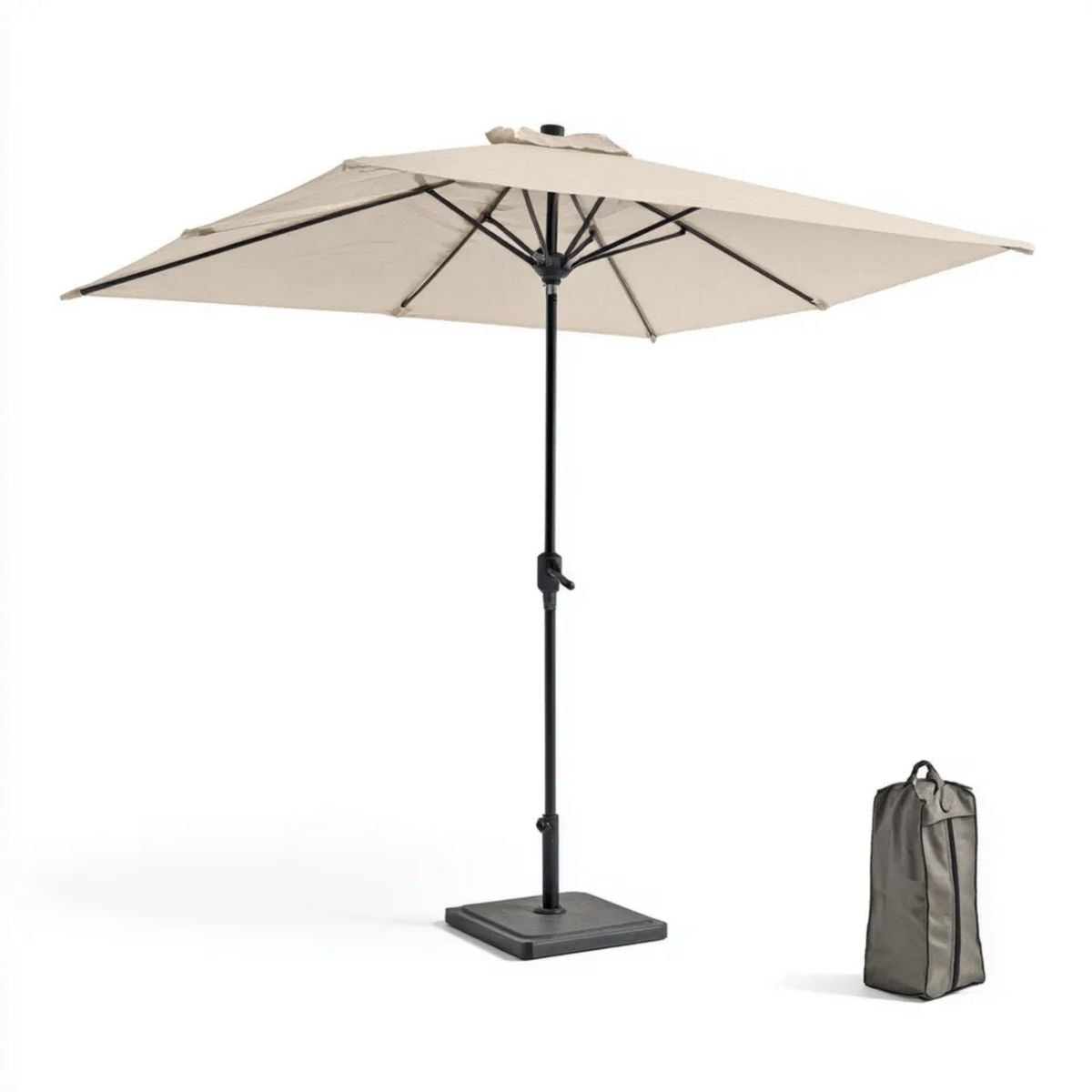 Parasol lub markiza ogrodowa, Beż kwadratowy poliester z poliestru ogród cementowy z stalą cementową, podstawa i magazyn z pokrywą, 250 x 250 cm