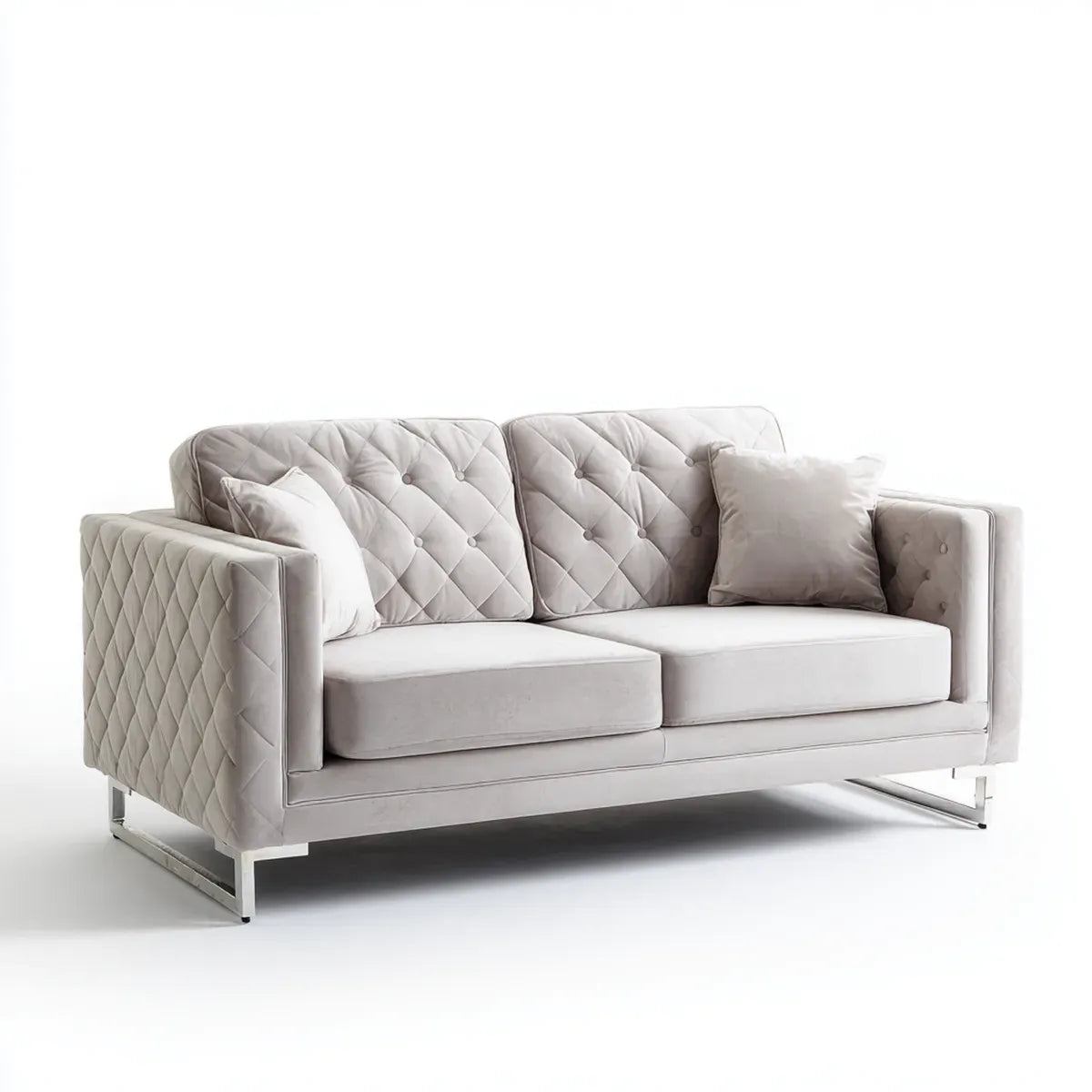 Sofa, 2-fotela fotelik jasny szary 170 x 88 x 84 cm poliester inclusive prostokątna