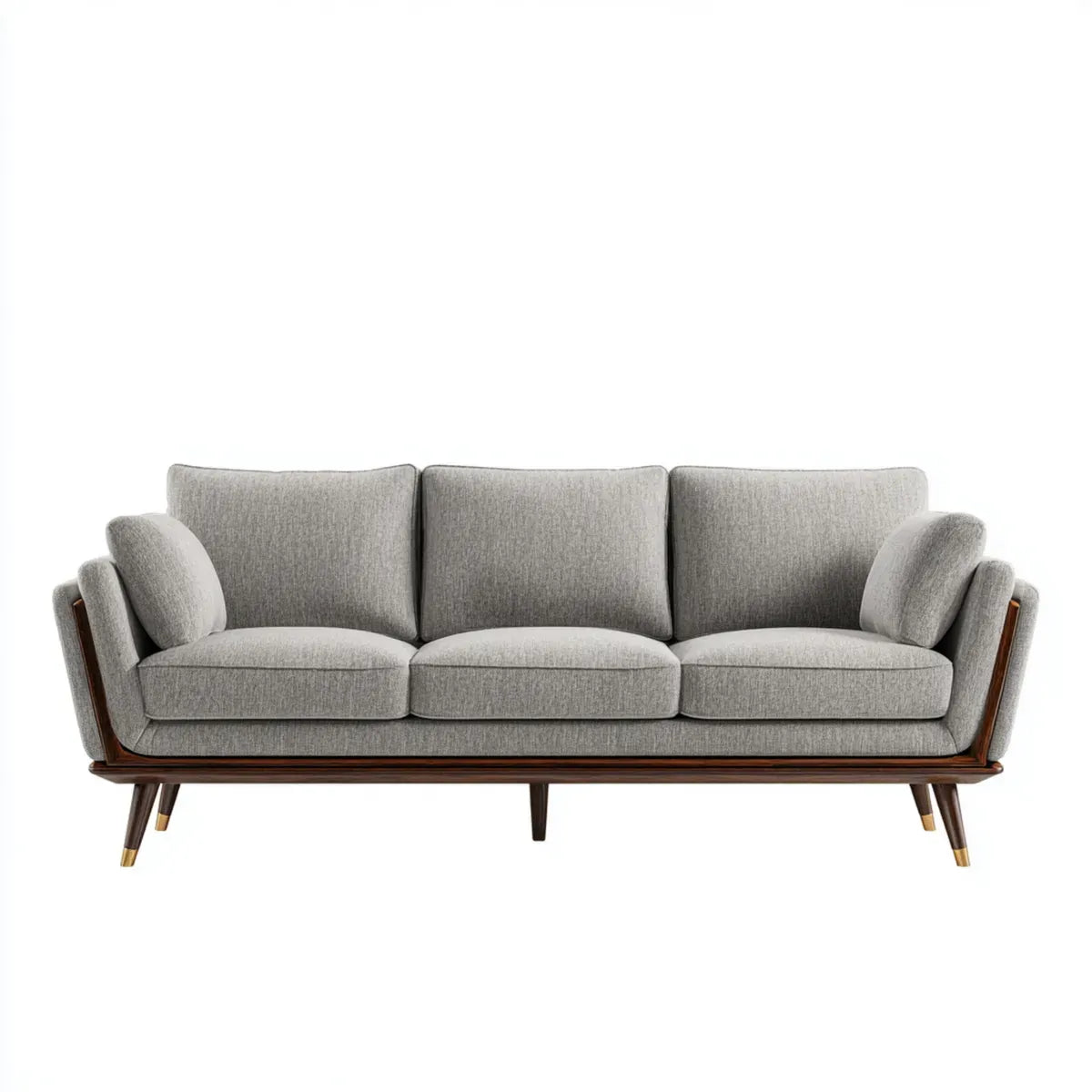 sofa 3-osobowa szara 220 x 88 x 86 cm poliestrowe drewno lite prostokątne