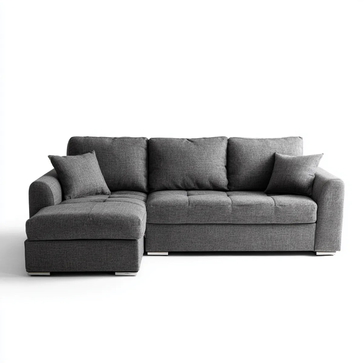 Sofa narożna z rekamierem w lewo Ciemny szary poliester kształt litery 250 x 160 x 85 cm