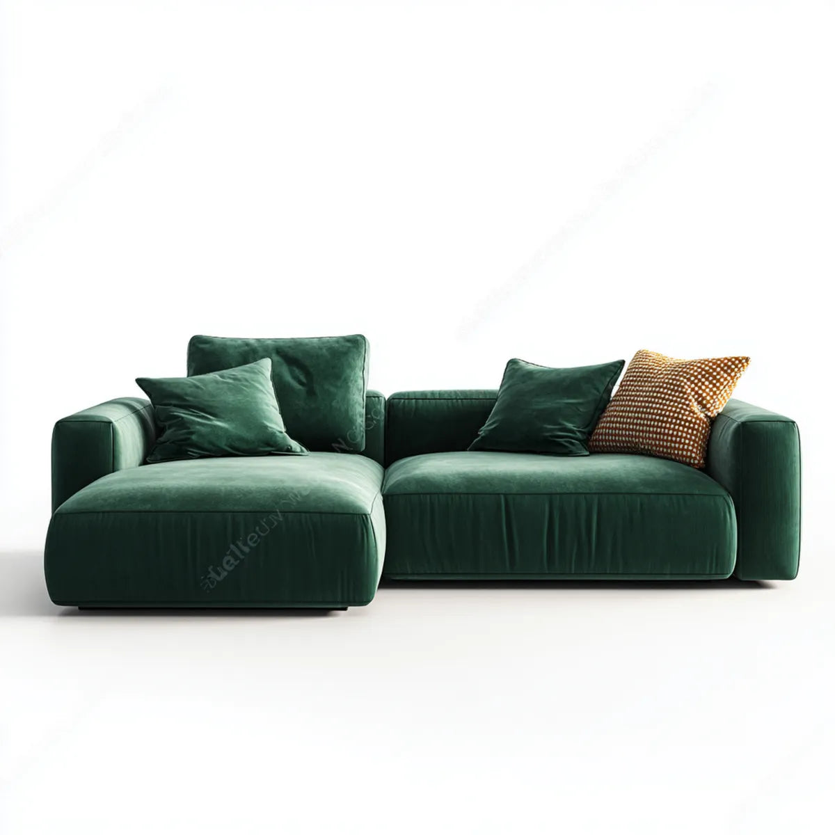 Sofa, Kanapa narożna z rekamierem w kolorze ciemnozielonym 260 x 160 x 78 cm poliestrowy aksamit w kształcie L