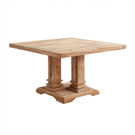Stół jadalny drewno lite naturalne brązowe 140 x 140 x 76 cm teak drewno kwadrat