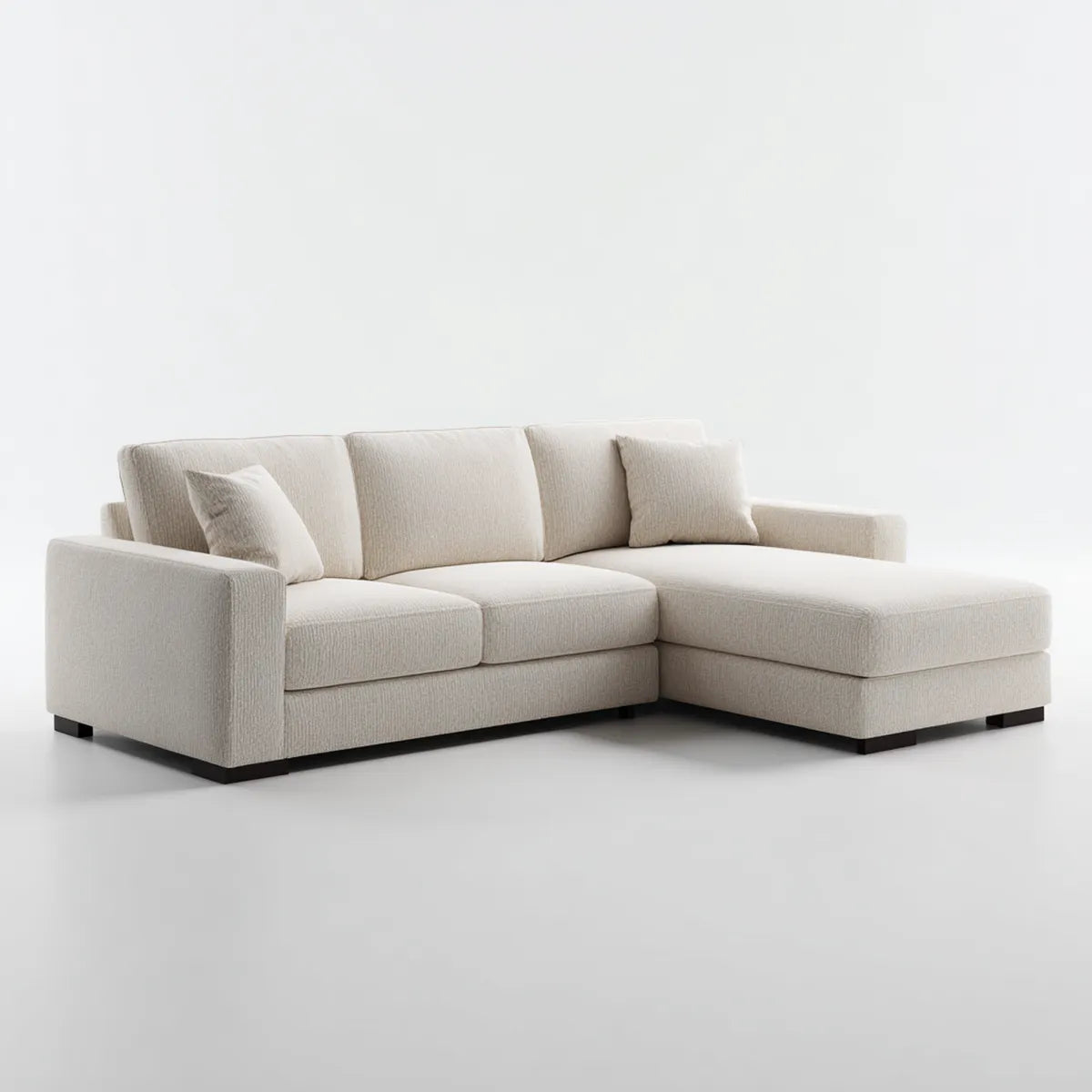 Sofa, Kanapa narożna z profilem L szezlongiem beige 250 x 160 x 85 cm