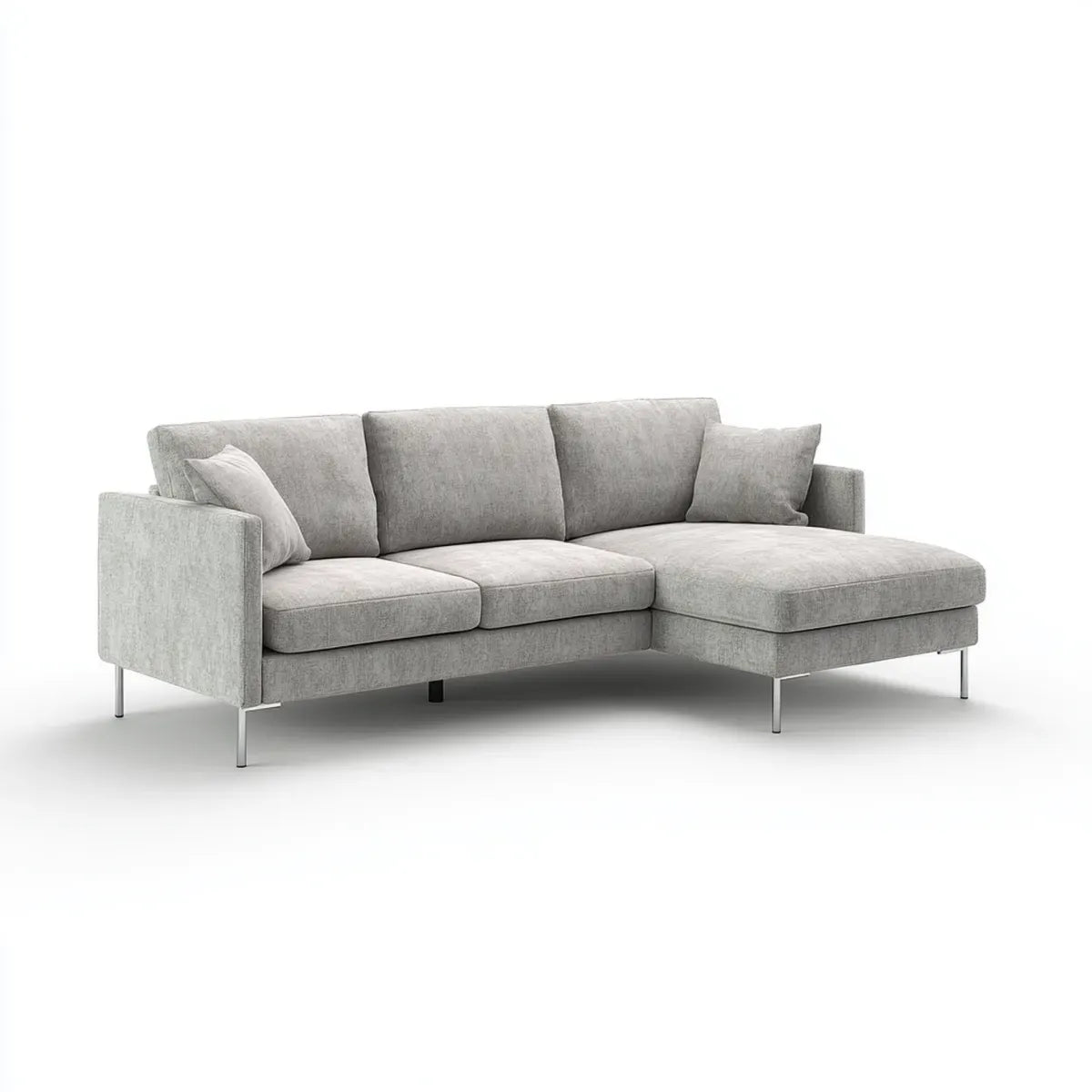 Sofa, Kanapa narożna z jasnoszarym zwrotnikiem 260 x 160 x 85 cm poliestrowy kształt L