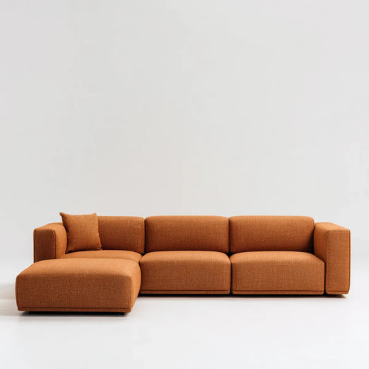 Sofa, Kanapa narożna z lewym rekamerem Pomarańczowy 280 x 160 x 85 cm pianka poliestrowa prostokątna