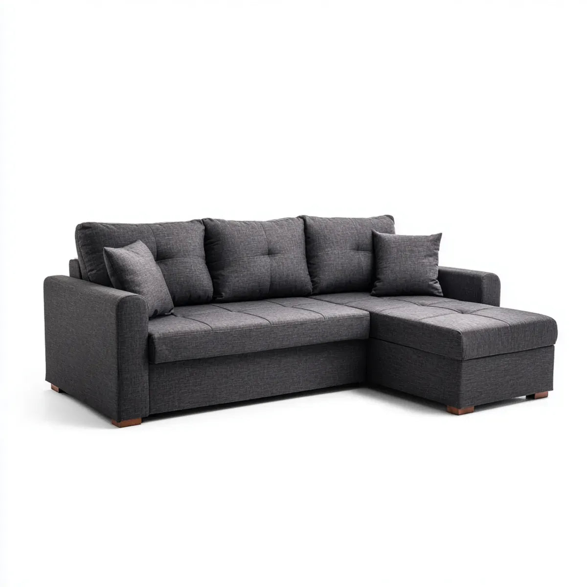 Sofa, Kanapa narożna z prawego antracytu z odwrotnikiem 230 x 145 x 85 cm poliestrowego kształtu L
