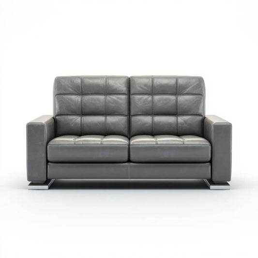 Sofa, 2-fotelikowa sofa szara 160 x 90 x 88 cm z PU- sztucznym prostokątnym