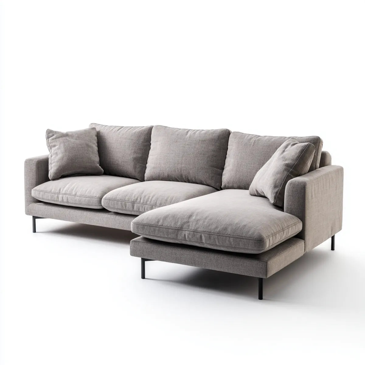 Sofa, Kanapa narożna z pokrywą stalową szezlongiem szary 270 x 160 x 85 cm