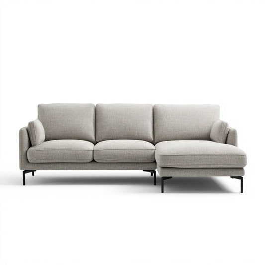 Sofa, Kanapa narożna z prawej, szarej, szarej, 280 x 160 cm poliestrowej pokrywy kształt L