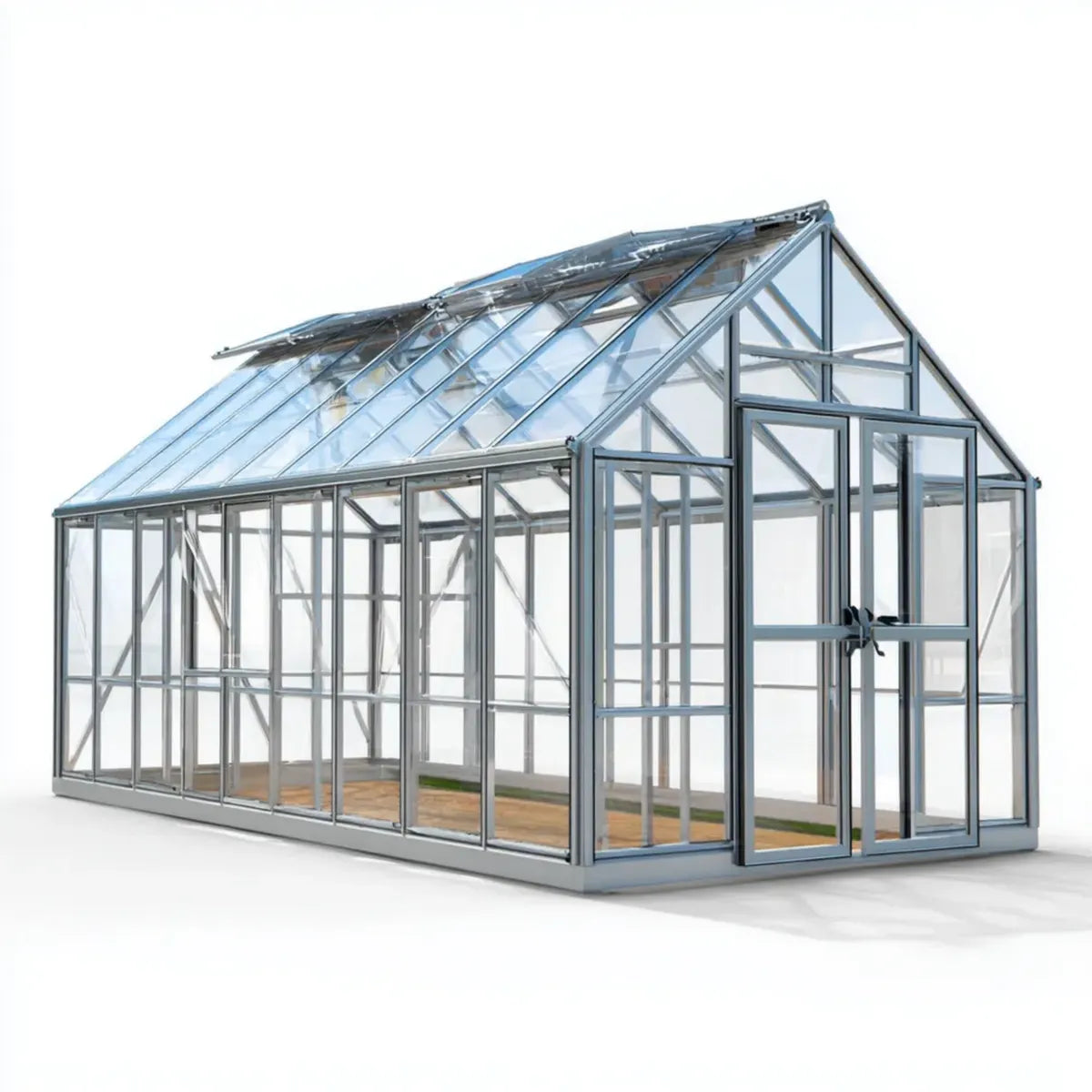 Greenhouse z podwójnym drzwi antracyt 300 x 400 x 250 cm aluminium bezpieczne szkło siodełko dach