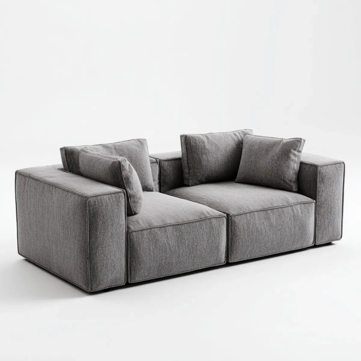 sofa 2-osobowa szara 220 x 100 x 78 cm prostokątna sznur poliestrowy