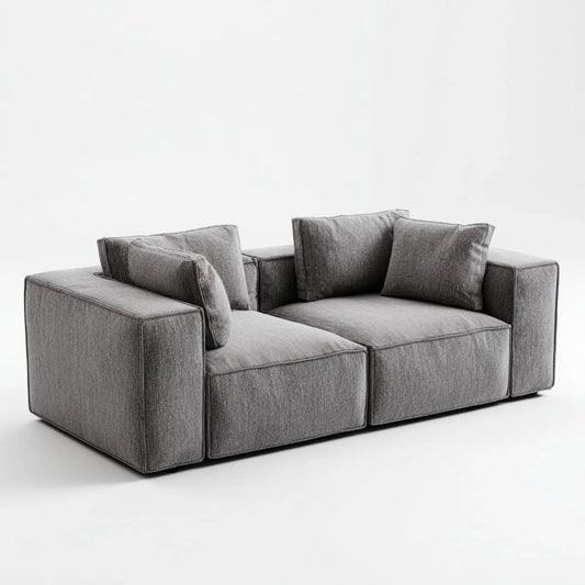 sofa 2-osobowa szara 220 x 100 x 78 cm prostokątna sznur poliestrowy