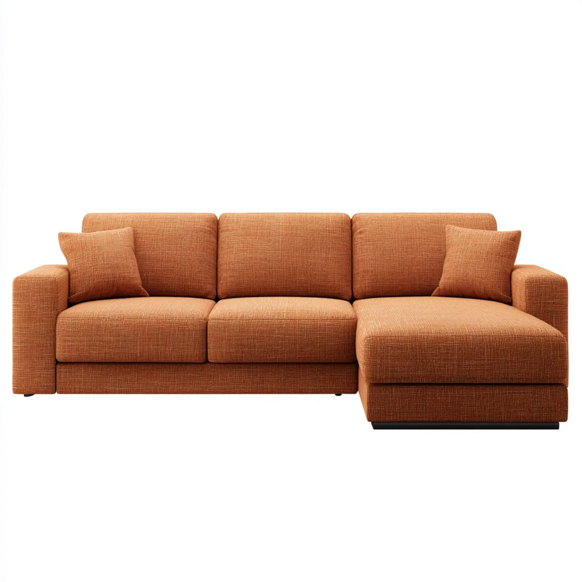 Sofa, narożna sofa z rekamierem prawa terakota 260 x 160 x 85 cm poliester kształt litery L