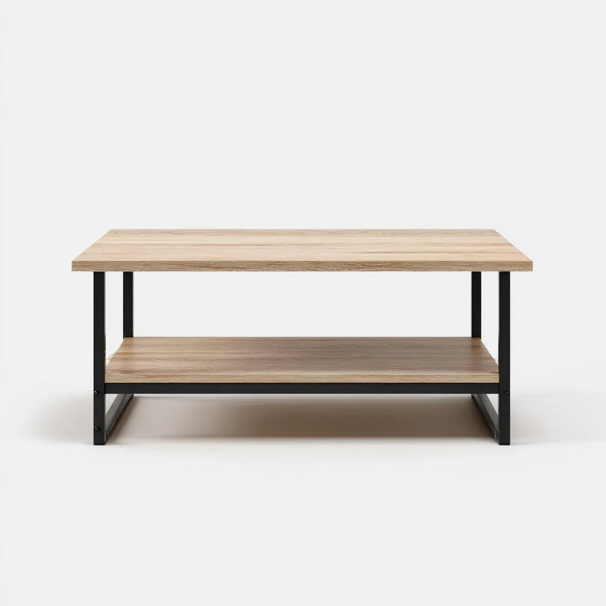 Stolik kawowy, Prostokątny dąb i czarny 100 x 50 x 45 cm płyt MDF i stali