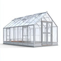 Greenhouse z podwójnymi drzwiami srebrny szary przezroczysty 600 x 300 x 240 cm aluminium poliwęglanu siodełko dachu