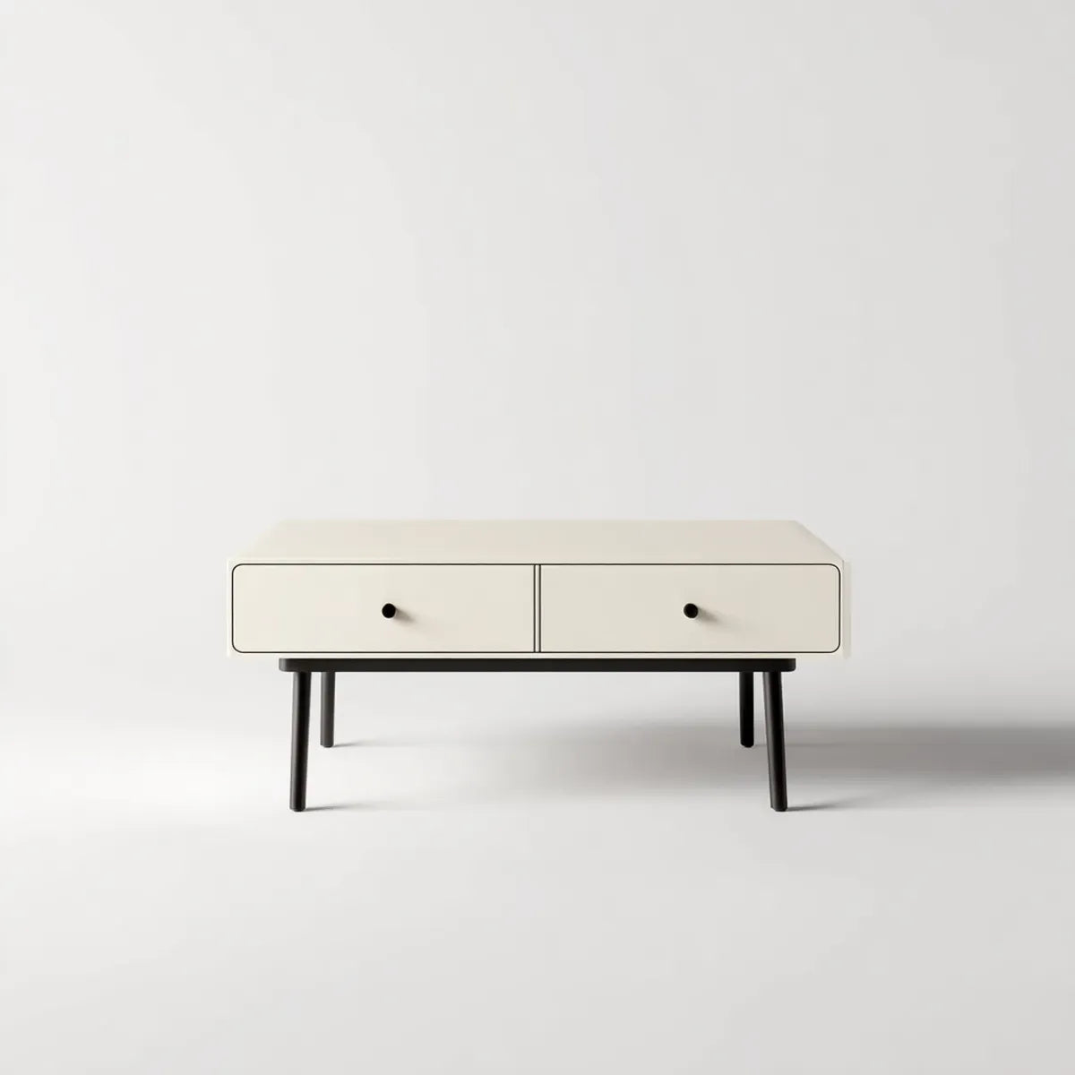 Stolik kawowy, Białe i czarne prostokątne dwie szuflady stolik do kawy w MDF i stali 120 x 50 x 45 cm