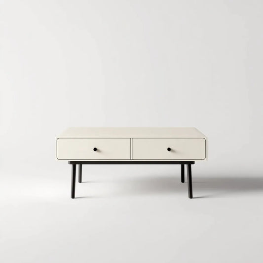 Stolik kawowy, Białe i czarne prostokątne dwie szuflady stolik do kawy w MDF i stali 120 x 50 x 45 cm