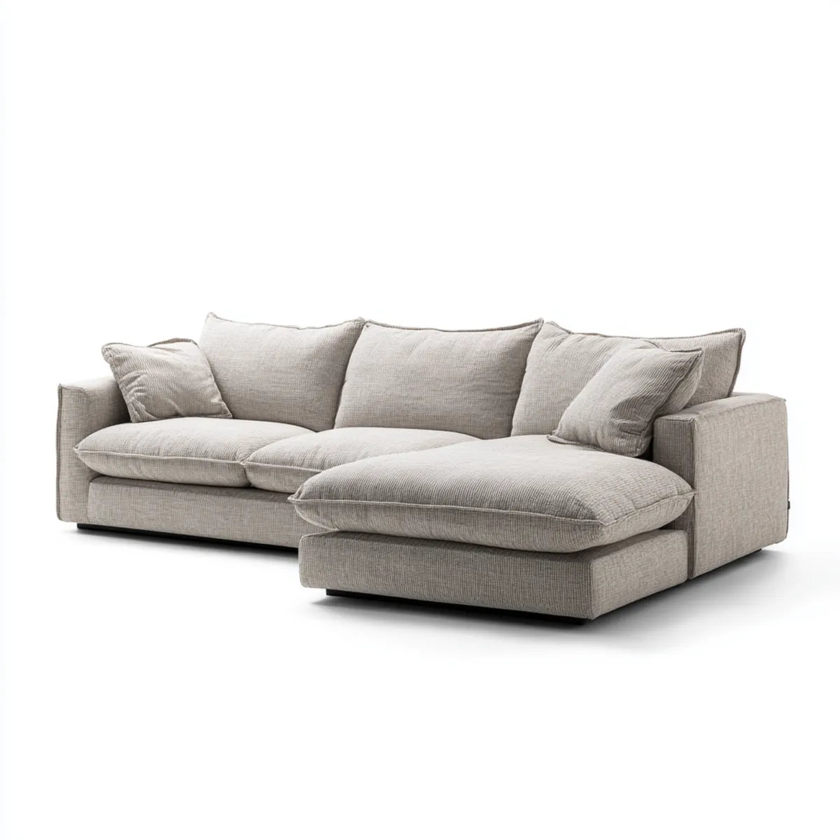 Sofa, Kanapa narożna z recyrem na prawej szarej, 280 x 175 cm poliestrowej prostokątnej