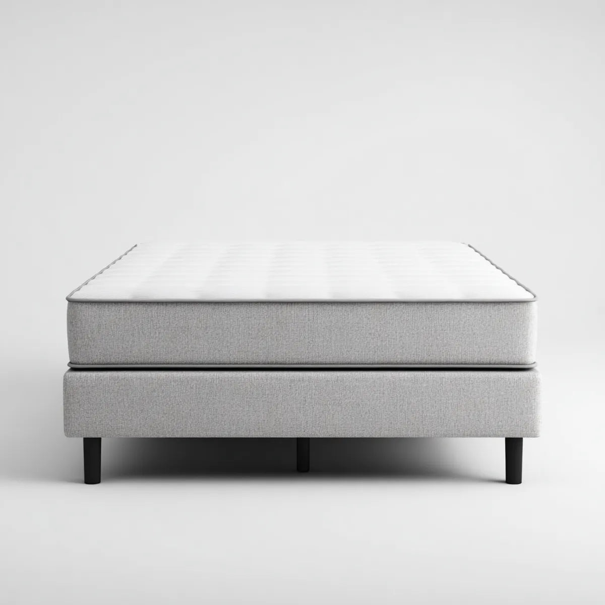 Łóżko dwuosobowe, Box Spring łóżko podwójne światło szare 180 x 200 cm z tapicerką poliestrową i kieszonkowe materac sprężynowy prostokątny