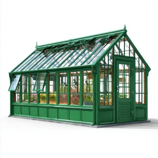 Zielony wiktoriański ogród wiktoriański zamek w aluminium i szkło wiktoriańskie 360 x 240 x 280 cm